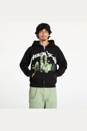 AWAKE NY Sweatshirt Skyline Zip Up Hoodie Washed Black S