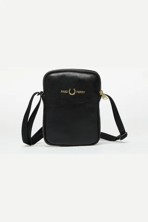 Fred Perry Heuptas Tumbled Leather Side Bag Black Universal