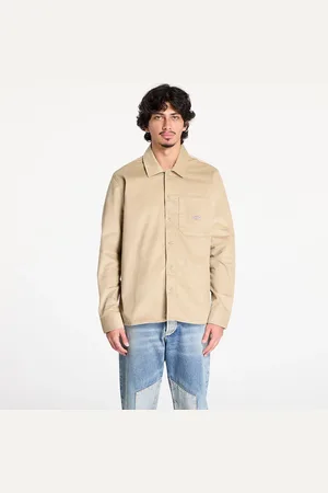 Dickies Shirt Corduroy Long Sleeve Shirt Khaki L