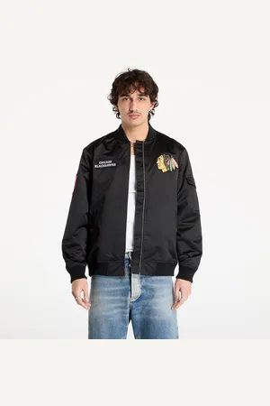 Mitchell & Ness Jas NHL Team Leader Satin Current Logo Blackhawks Bomber Black M
