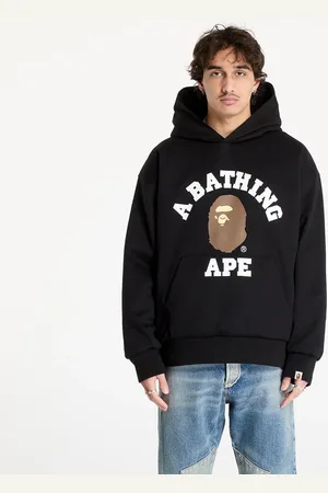A Bathing Ape Sweatshirt College Puffy Relaxed Fit Pullover Hoodie M Black M
