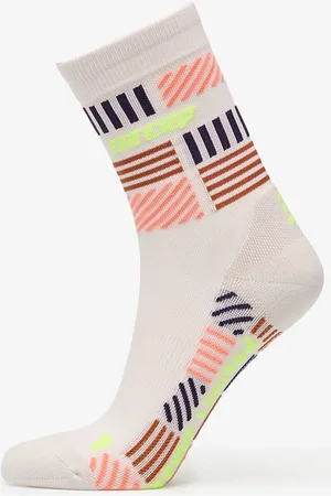 CEP The Run Limited Edition Compression Mid Cut Socks Cream/ Neon Yellow M