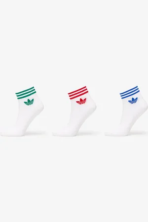 adidas Adidas Island Club Trefoil Ankle Socks 3-Pack White/ Better Scarlet/ Blue/ Green 35-38