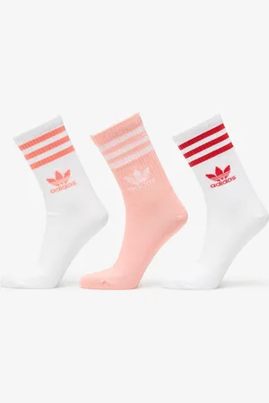 adidas Adidas 3 Stripes Crew Sock 3-Pack White/ Glow Pink/ White L