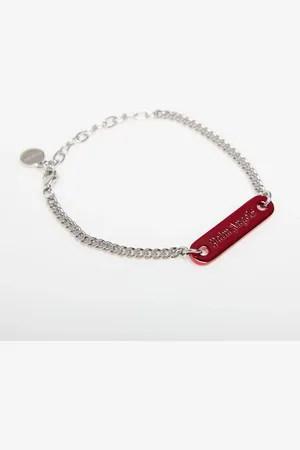 Palm Angels Logo Plate Bracelet Silver/ Red Universal