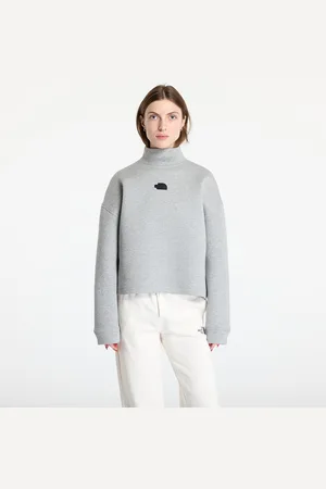 The North Face Sweatshirt Mock Neck Relaxed Sweater Metalic Silver L