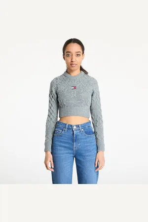 Tommy Hilfiger Trui Tommy Jeans Badge Star Cable Sweater Gray L
