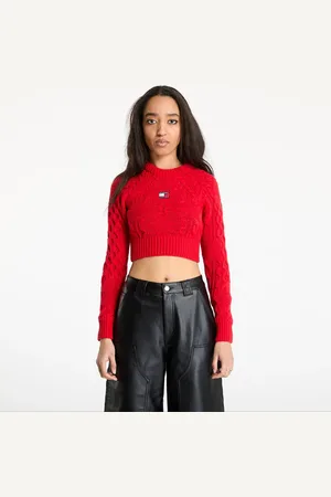 Tommy Hilfiger Trui Tommy Jeans Badge Star Cable Sweater Red L