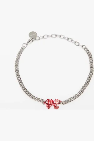 Palm Angels Pa Monogram Chain Bracelet Silver/ Red Universal