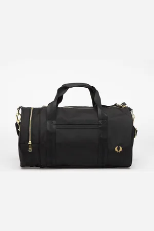 Fred Perry Textured Nylon Barrel Bag Black Universal