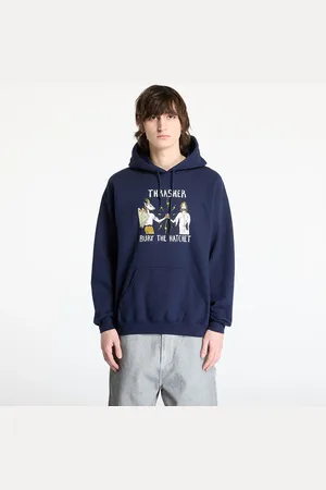 Thrasher Sweatshirt x Toy Machine B.T.H. Hoodie Navy L