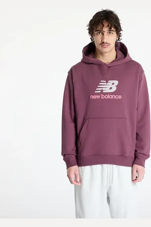 New Balance Sweatshirt Athletics French Terry Logo Hoodie Violet L