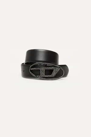Diesel Riem Oval D Logo B-1Dr Strass Belt Shiny Black 85
