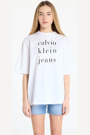 Calvin Klein T-shirt Jeans Short Sleeve Logo Tee White L