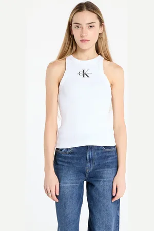 Calvin Klein Tanktop Jeans Monologo Rib Tank Top White L