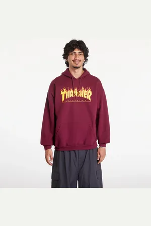 Thrasher Sweatshirt Flame Logo Hood Dark Wine L