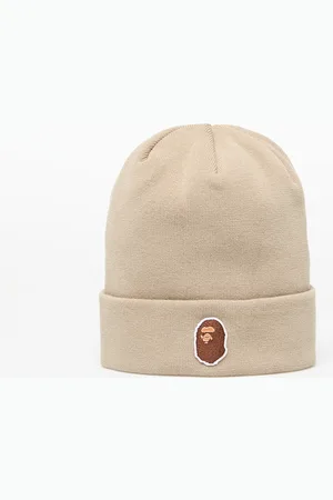 A Bathing Ape One Point Ape Head Knit Cap Beige Universal
