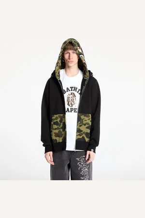 A Bathing Ape Sweatshirt 1St Camo Shark Full Zip Double Hoodie UNISEX Black L