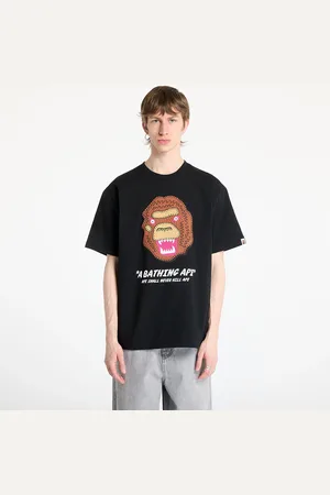 A Bathing Ape T-shirt Embroidery Style Souvenir Logo Tee UNISEX Black M