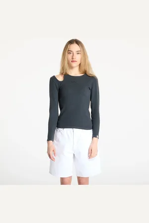 A Bathing Ape T-shirt Pigment Dyed Cut Out Rib L/S Tee Black L