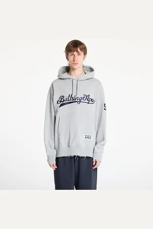 A Bathing Ape Sweatshirt Baseball Logo Relaxed Fit Pullover Hoodie UNISEX Gray L
