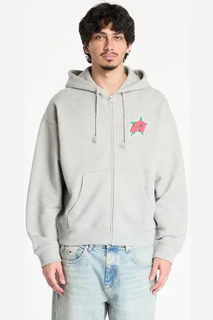 AWAKE NY Sweatshirt Star A Zip Up Hoodie Heather Grey L