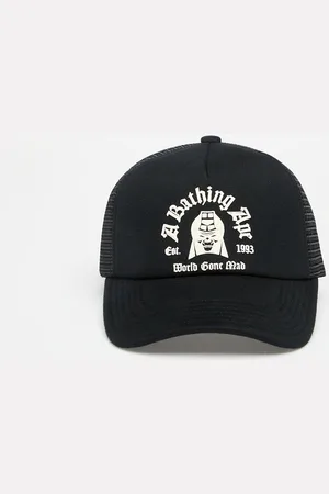 A Bathing Ape Logo Cotton Panel Mesh Cap Black Universal
