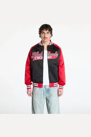 Mitchell & Ness Jas NHL Double Clutch Lw Satin Vintage Logo Blackhawks Jacket Black/ Scarlet L