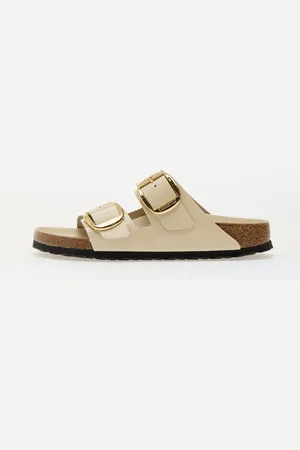 Birkenstock Sneakers Arizona Big Buckle Natural Leather Patent High-Shine Ecru EUR 36