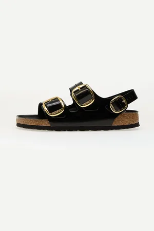 Birkenstock Sneakers Milano Big Buckle Natural Leather Patent High-Shine Black EUR 37