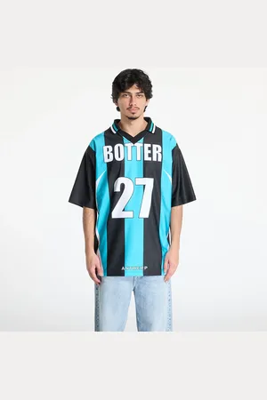 Reebok Jersey x Botter LTD Reverse Soccer Tee Striped Navy/ Aqua Blue L