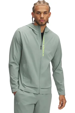 Under Armour Jas OUTRUN THE STORM JACKET Silica Green/ High Vis Yellow/ Reflective L
