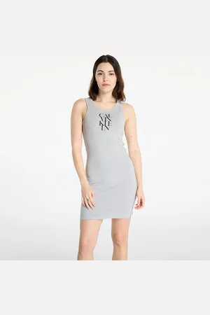 Calvin Klein Jeans Sl Cotton 1X1 Rib Dress Gray L