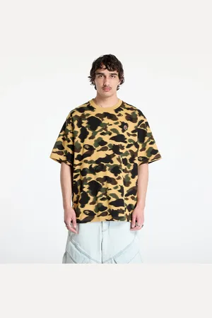 A Bathing Ape T-shirt 1St Camo Jacquard Ape Head Relaxed Fit Tee UNISEX Yellow L