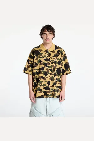 A Bathing Ape T-shirt 1St Camo Jacquard Relaxed Fit Polo Shirt UNISEX Yellow L
