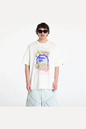 A Bathing Ape T-shirt Heavy Washed Logo Relaxed Fit Tee UNISEX Ivory L