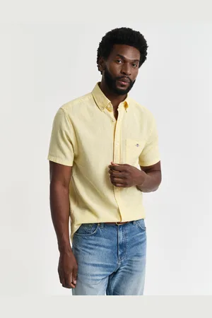 GANT Men Regular Fit overhemd met korte mouwen van katoen en linnen (S)