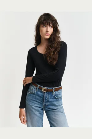 GANT Women Top met lange mouwen en ronde hals (XS)