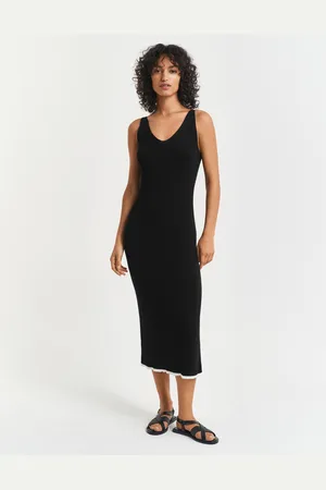 GANT Women Ribgebreide jurk met spaghettibandjes (XS)