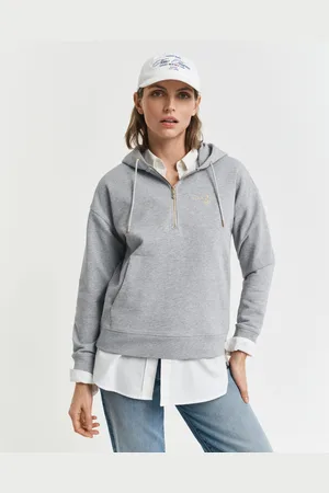 GANT Women Hoodie met geborduurd anker en korte rits (XS)