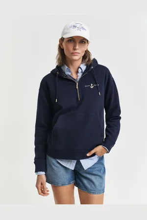 GANT Women Hoodie met geborduurd anker en korte rits (XS)