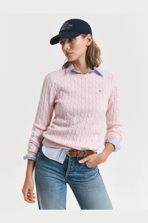 GANT Women Gebreide kabeltrui met ronde hals van stretchkatoen (XS)