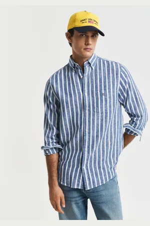 GANT Men Regular Fit gestreept hemd van katoen en linnen (S)