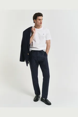 GANT Men Relaxed Fit linnen krijtstreepbroek (S)