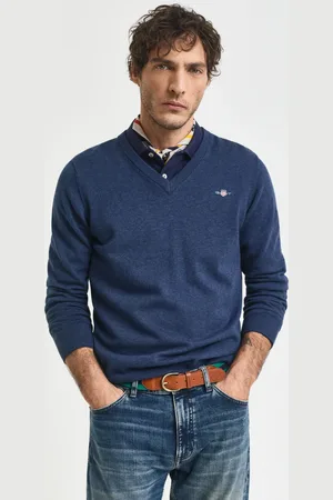 GANT Men Klassieke sweater van katoen met V-hals (S)