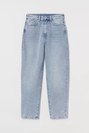 H&M Dames Mom Jeans - Mom Loose-fit Ultra High Jeans - Blauw