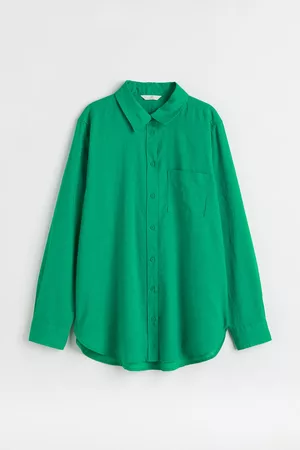 H&M Dames Overhemden - Hemd van linnenmix - Groen
