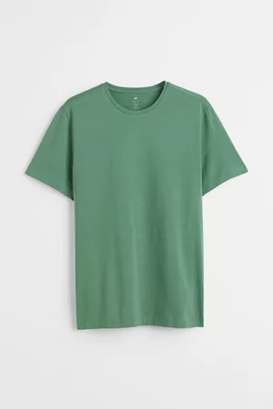H&M Heren Slim Fit Overhemden - T-shirt met ronde hals - Slim Fit - Groen