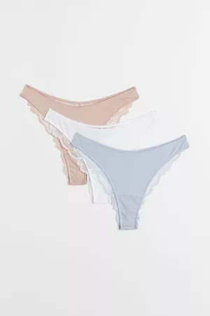 H&M Dames Slips - Set van 3 slips Brazilian - Blauw