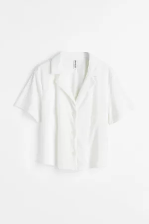 H&M Heren Casual Overhemden - Casual badstof hemd - Wit